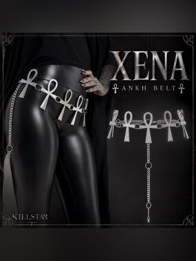 Killstar Xena Ankh Chain Belt Gothic Silver Waist Chain One Size NWT